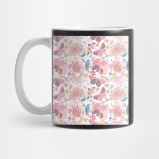 Pink Tropical Bird Flowers Mug